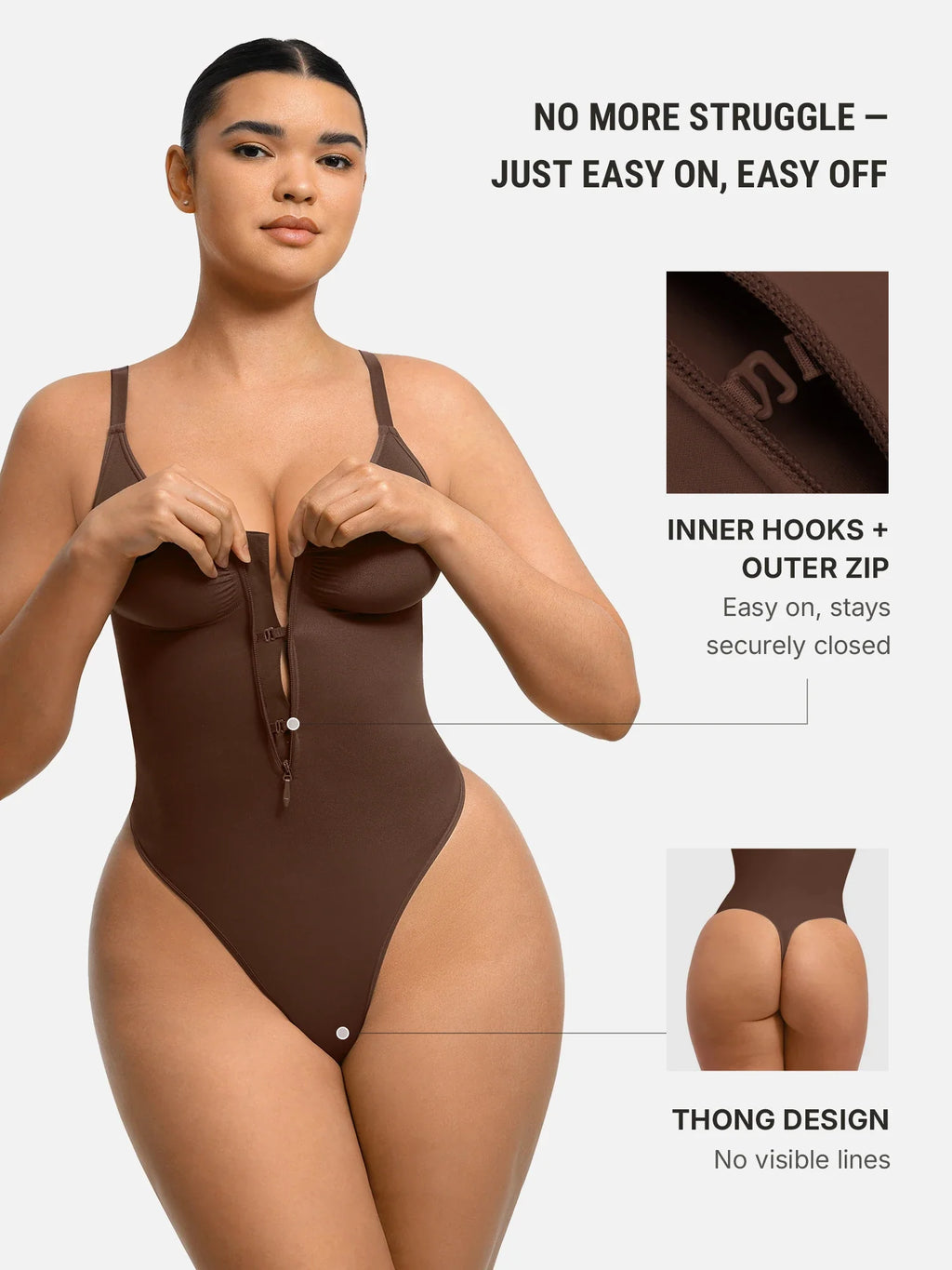 Tummy Control Seamless Zipper Shaping Bodysuit