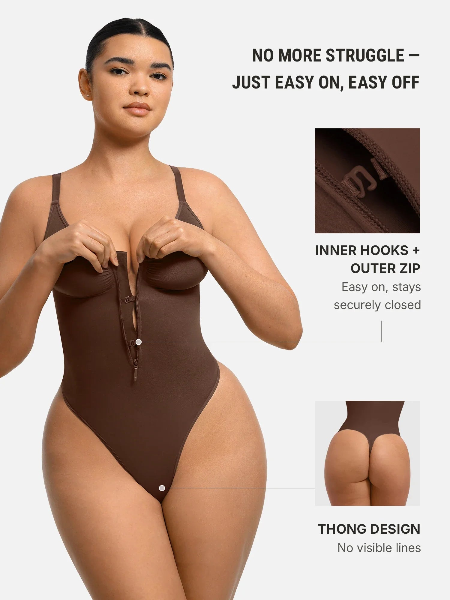 Tummy Control Seamless Zipper Shaping Bodysuit